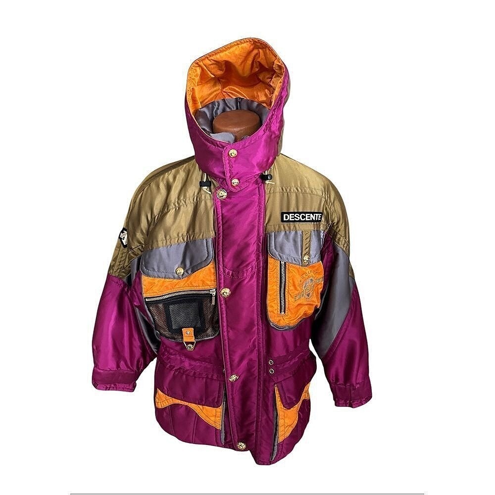 Descente Ski Jacket Women Large Multicolor Excellent Vintage Insulated Parka